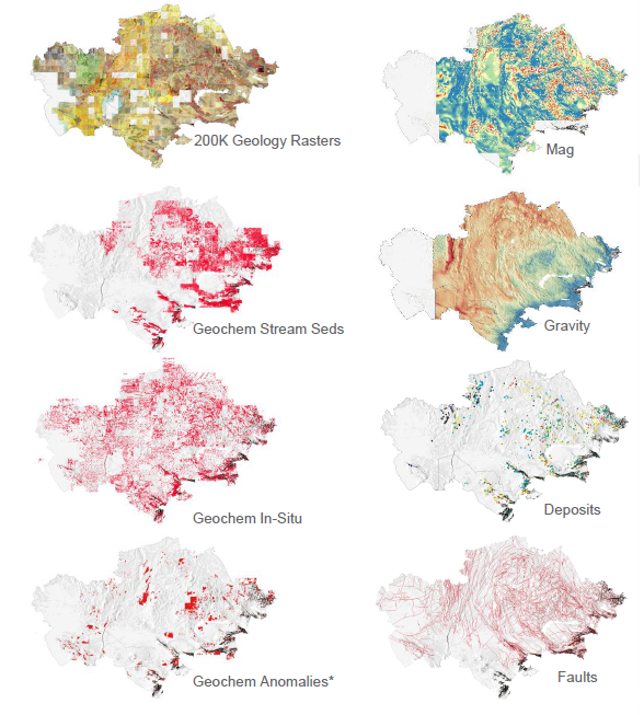Integrating geophysics, geochemistry, geology, alteration, deposits and structural data
