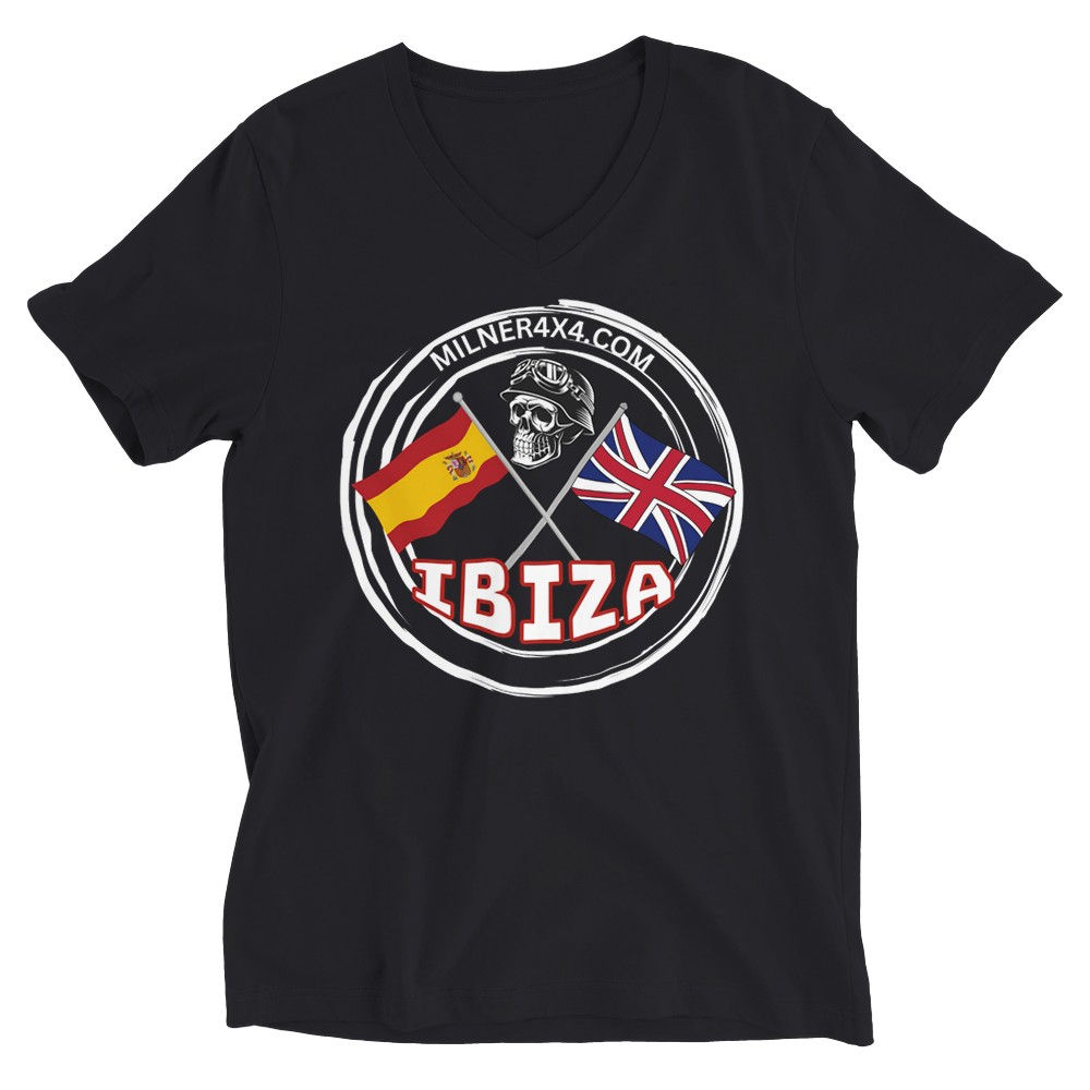 Milner4x4 Ibiza Union Jack Spanish Flag V-Neck T-shirt