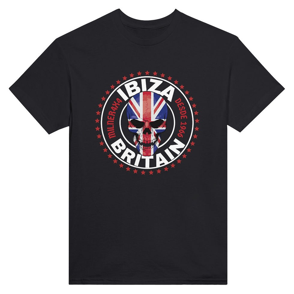 Milner4x4 Ibiza UK Flag Skull Crewneck T-shirt