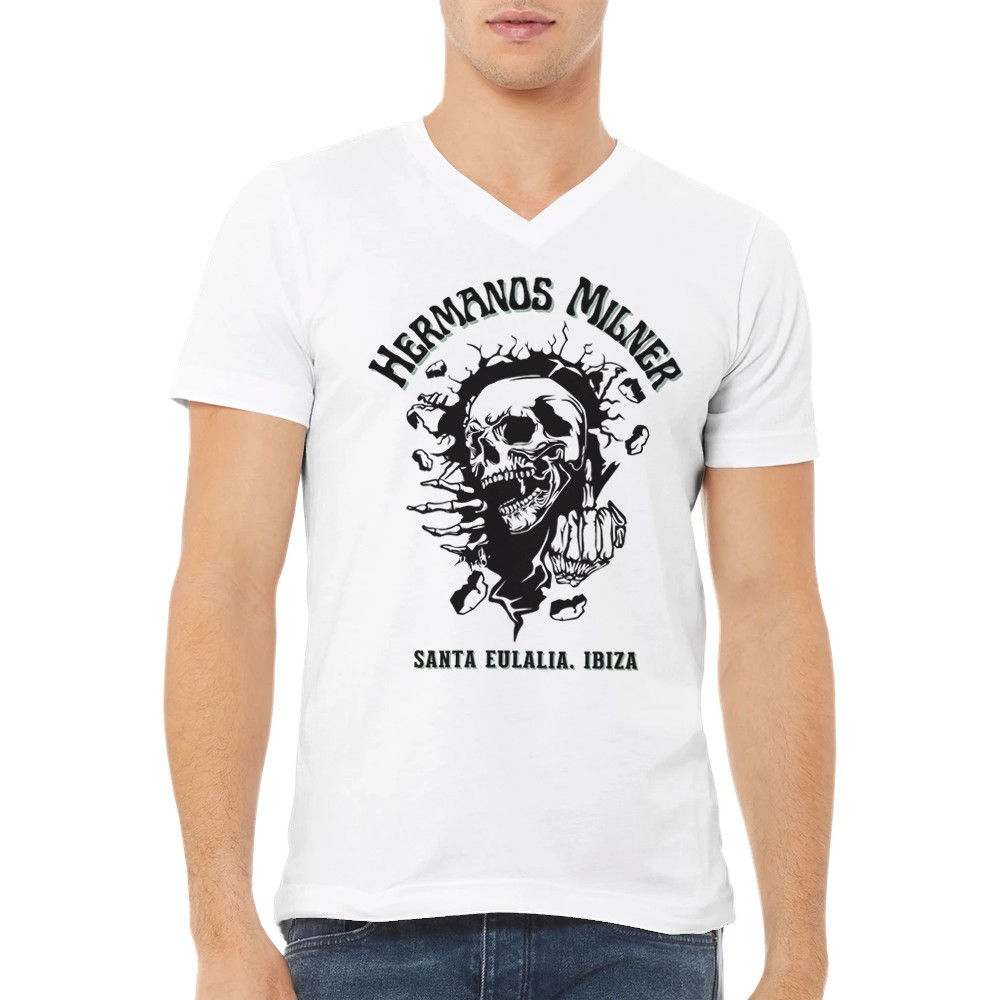 Hermanos Milner Ibiza Skull in the wall V-Neck T-shirt