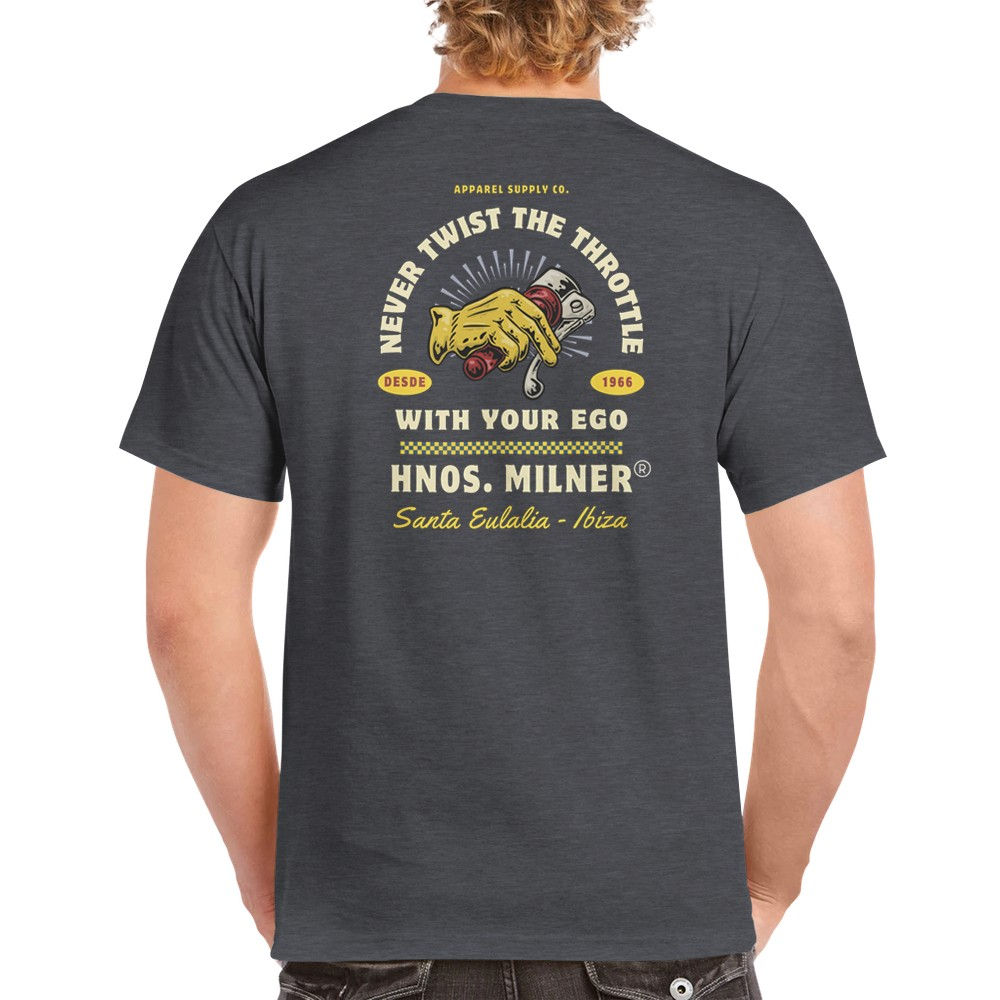 Hermanos Milner Ibiza "Never Twist the Throttle" Heavyweight Crewneck Tee