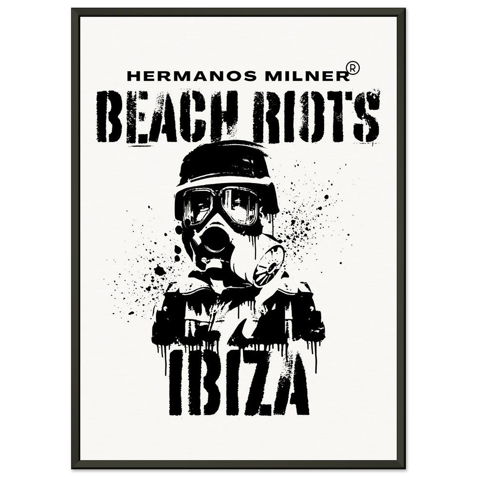 Thumbnail: Hermanos Milner "Beach Riots" Ibiza Metal Framed Poster