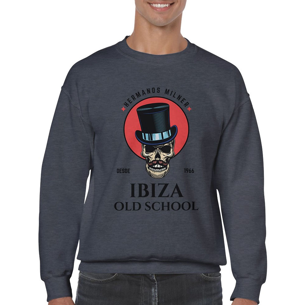 Thumbnail: Hermanos Milner Ibiza Old School Skull Classic Unisex Crewneck Sweatshirt