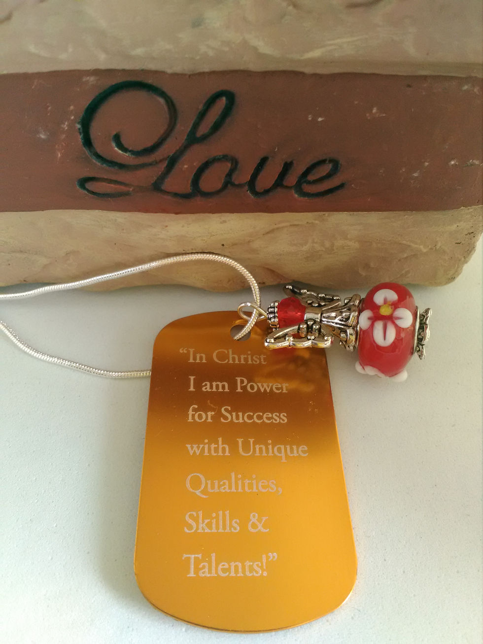 Thumbnail: POWER TAG PENDANT STERLING SILVER ANGELS NECKLACE