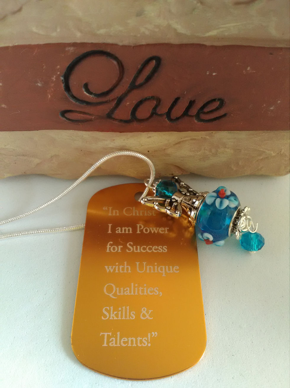 Thumbnail: POWER TAG PENDANT STERLING SILVER ANGELS NECKLACE