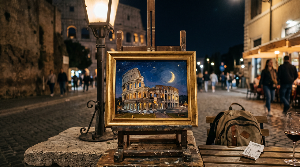 Colosseum painting from a Rome street artist
