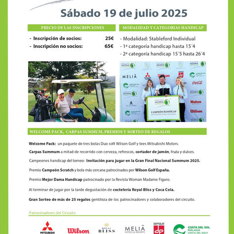 Sábado 15 de abril Circuito Nacional Summum en Golf Isla de Valdecañas