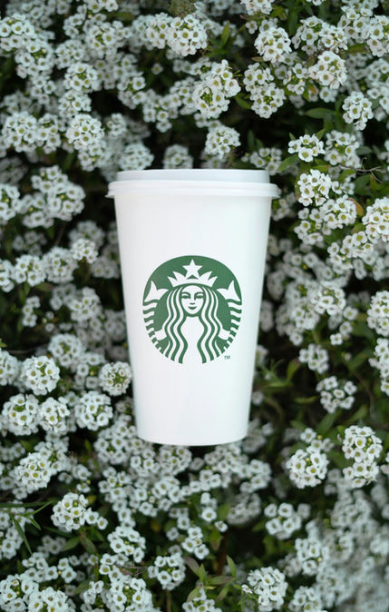 Starbucks Cup with Flowers Product Photography