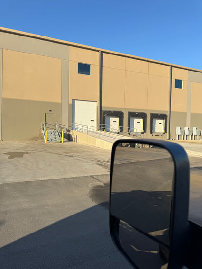 Exterior of a commercial building with loading docks