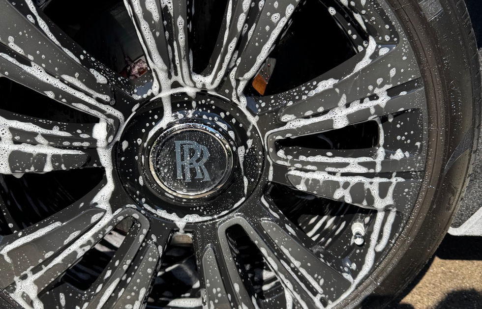 Wheel cleaning and tire detailing on Rolls Royce Wraith in Tega Cay, SC by Echelon Elite Mobile Detailing