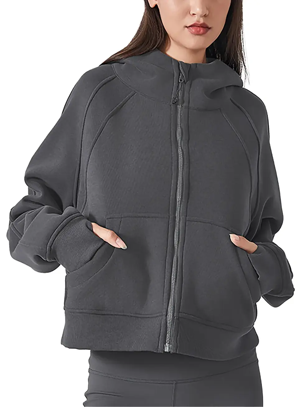 Thumbnail: Cropped Zip-Through Hoodie custom hoodie manufacturer