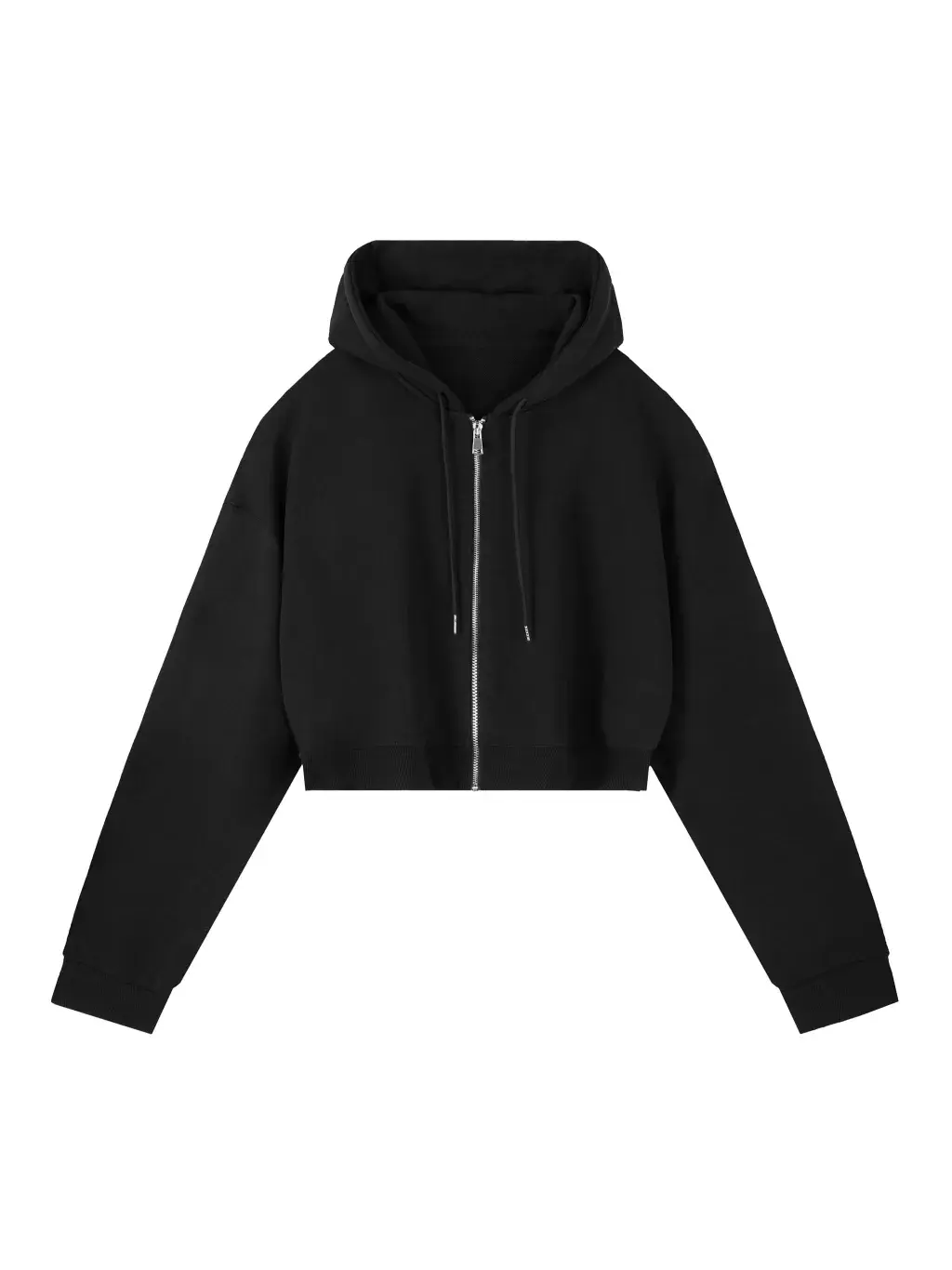 Essential Cropped Zip-Up Hoodie custom hoodie manufacturer