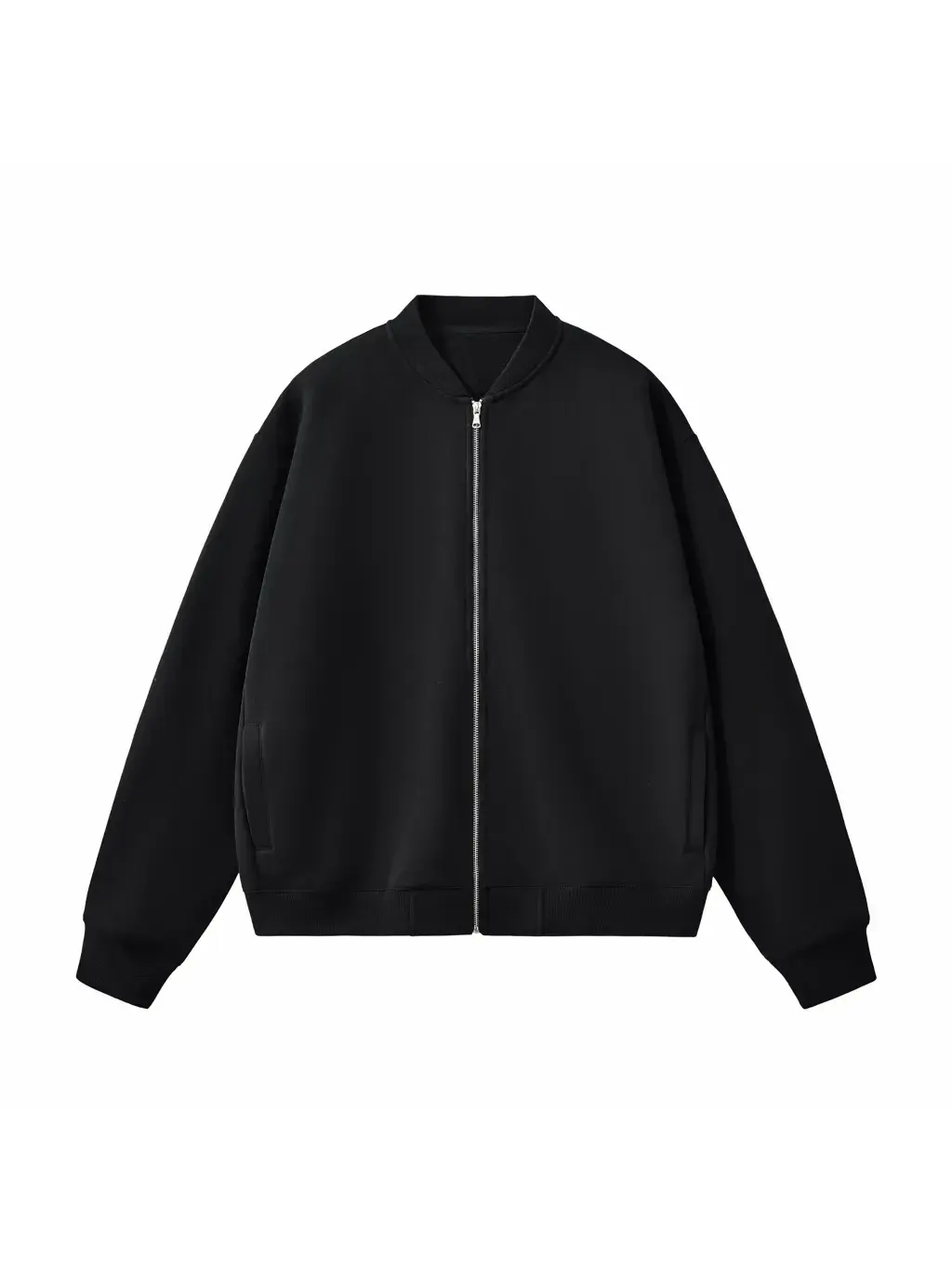 Essential Zip-Up Fleeced Varsity Jacket custom hoodie manufacturer
