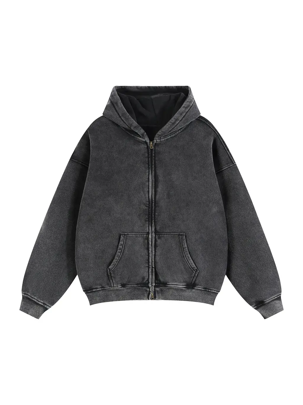 Zip-Through Boxy Fleece Hoodie custom hoodie manufacturer