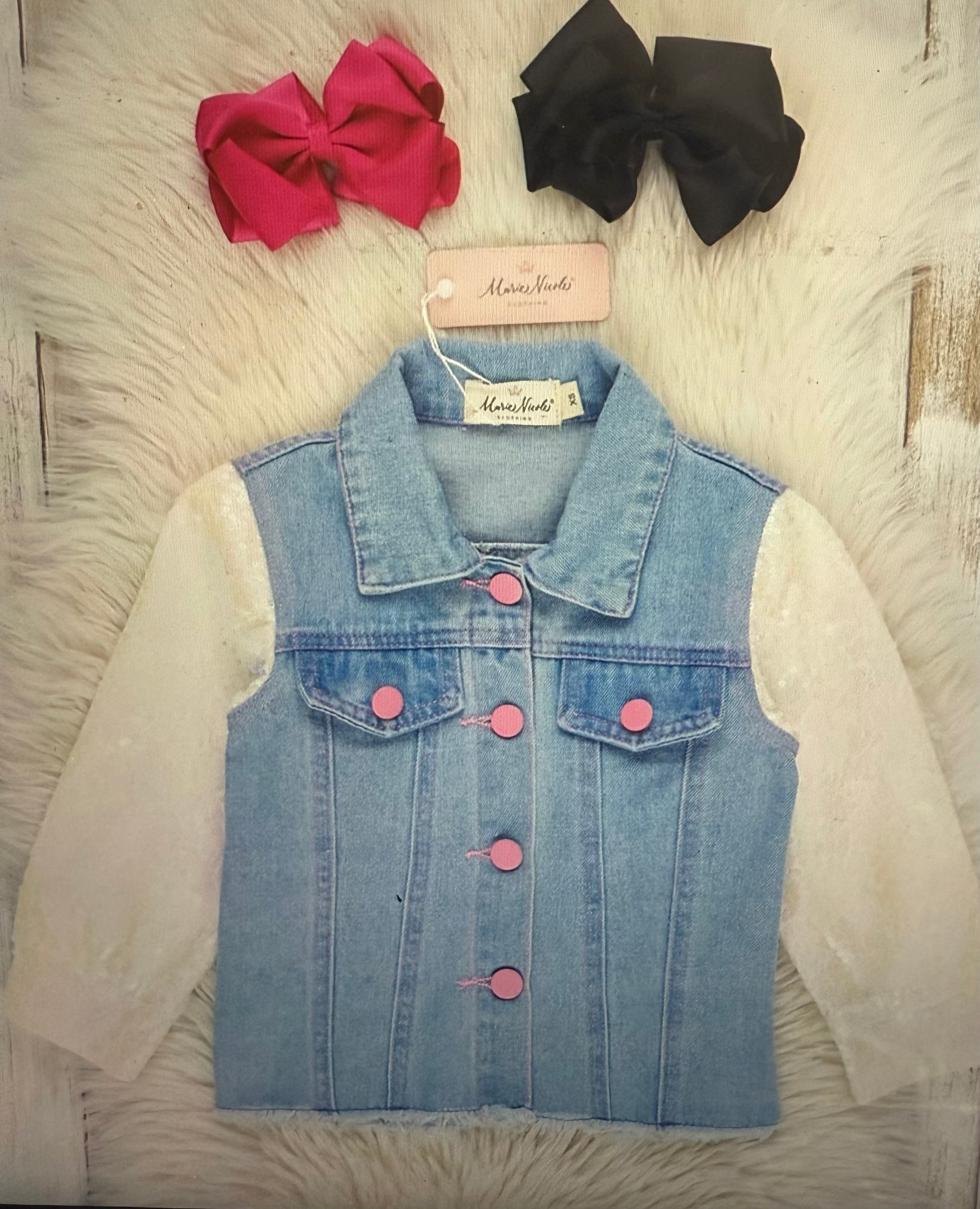 Sparkle sleeve denim jacket