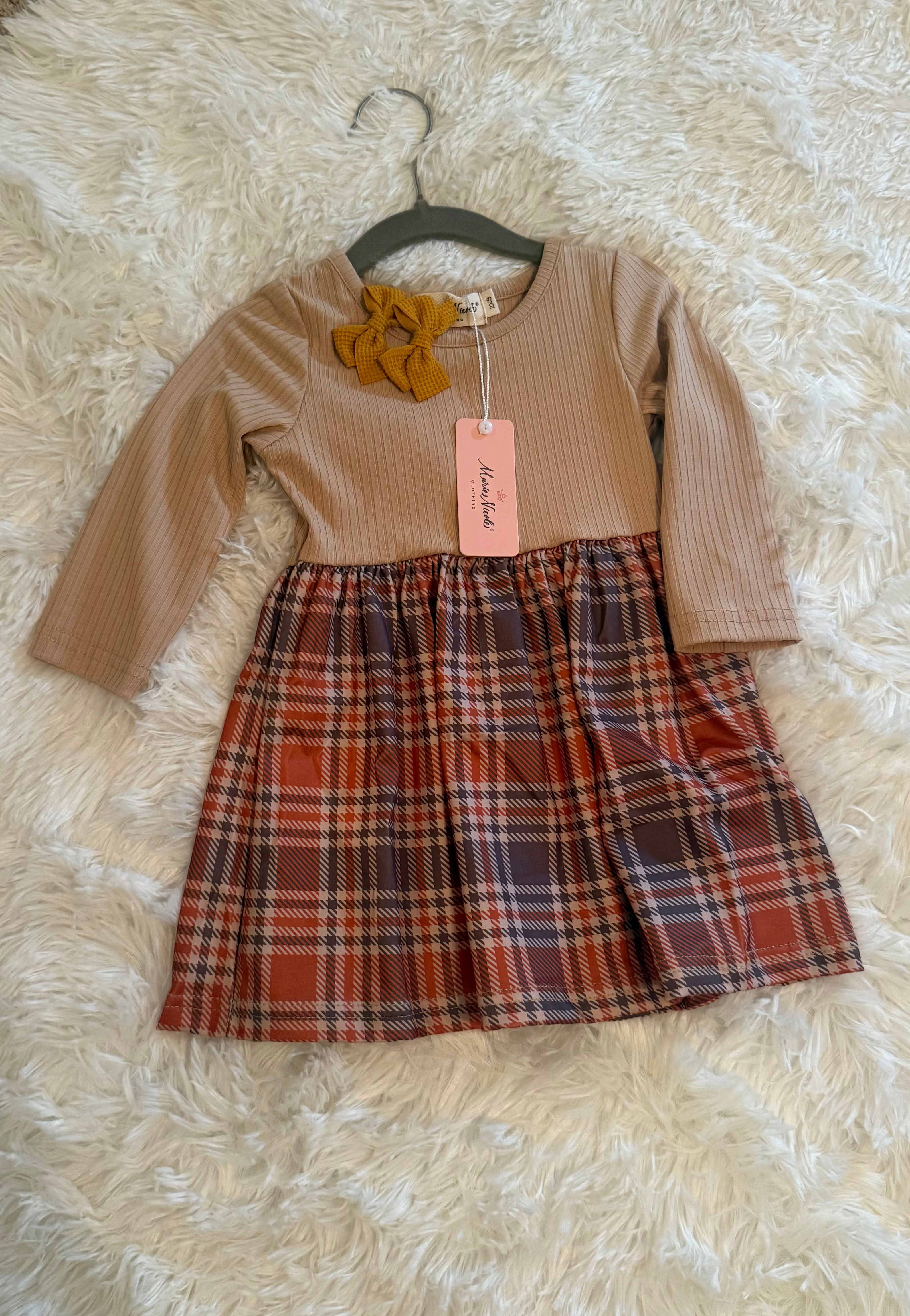 Tan Fall Plaid Dress