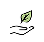 A supportive hand holding a leaf