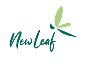 New Leaf Consulting logo featuring a green dragonfly-inspired leaf mark and hand-lettered typography.