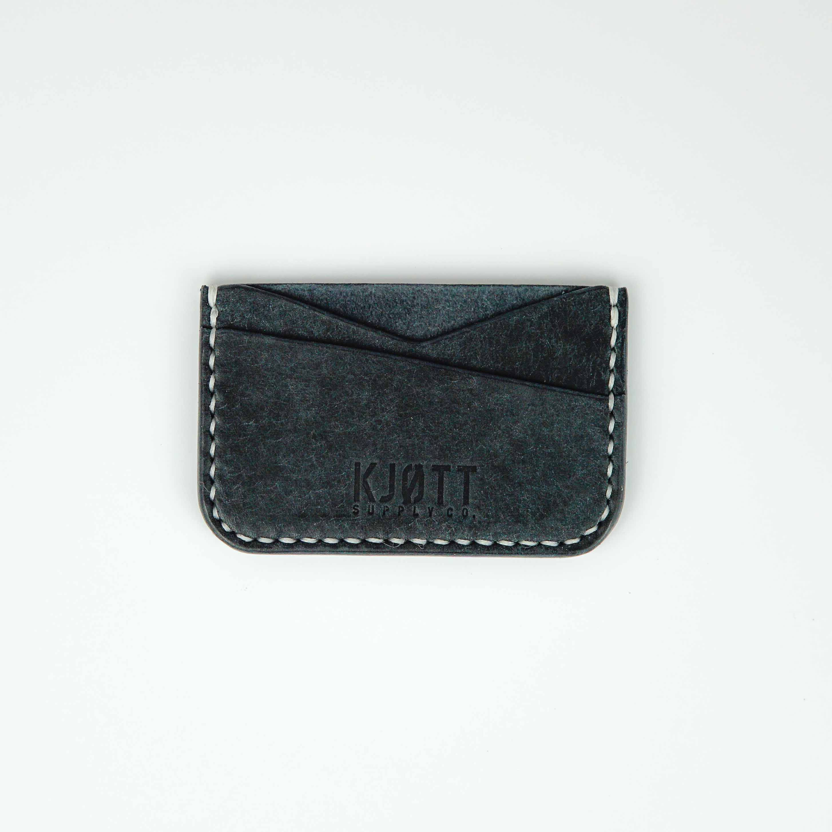 008 - Horizontal Minimalist Card Holder in Pueblo Navy - Stacked logo
