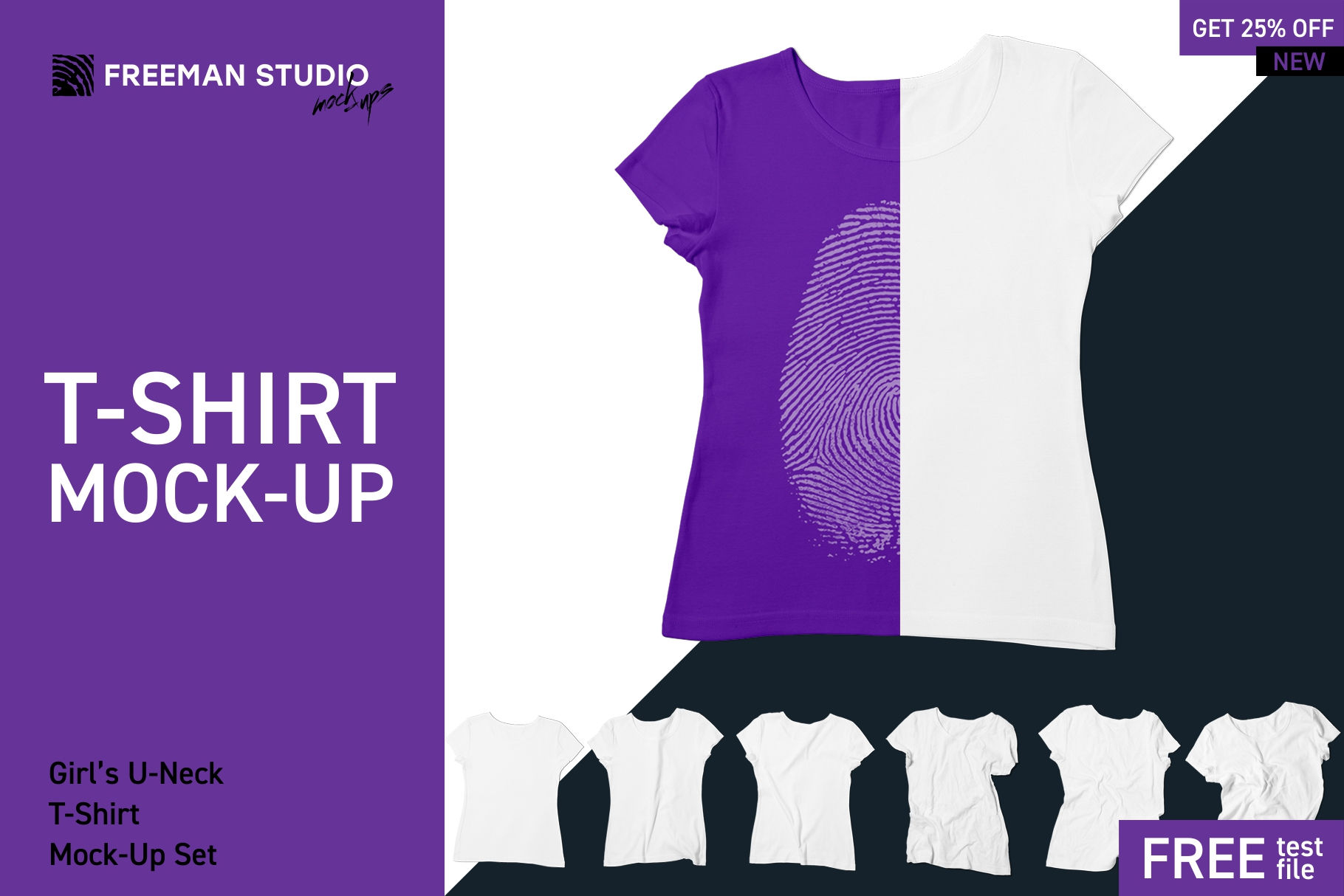 Girl's U-Neck T-Shirt Mock-Up