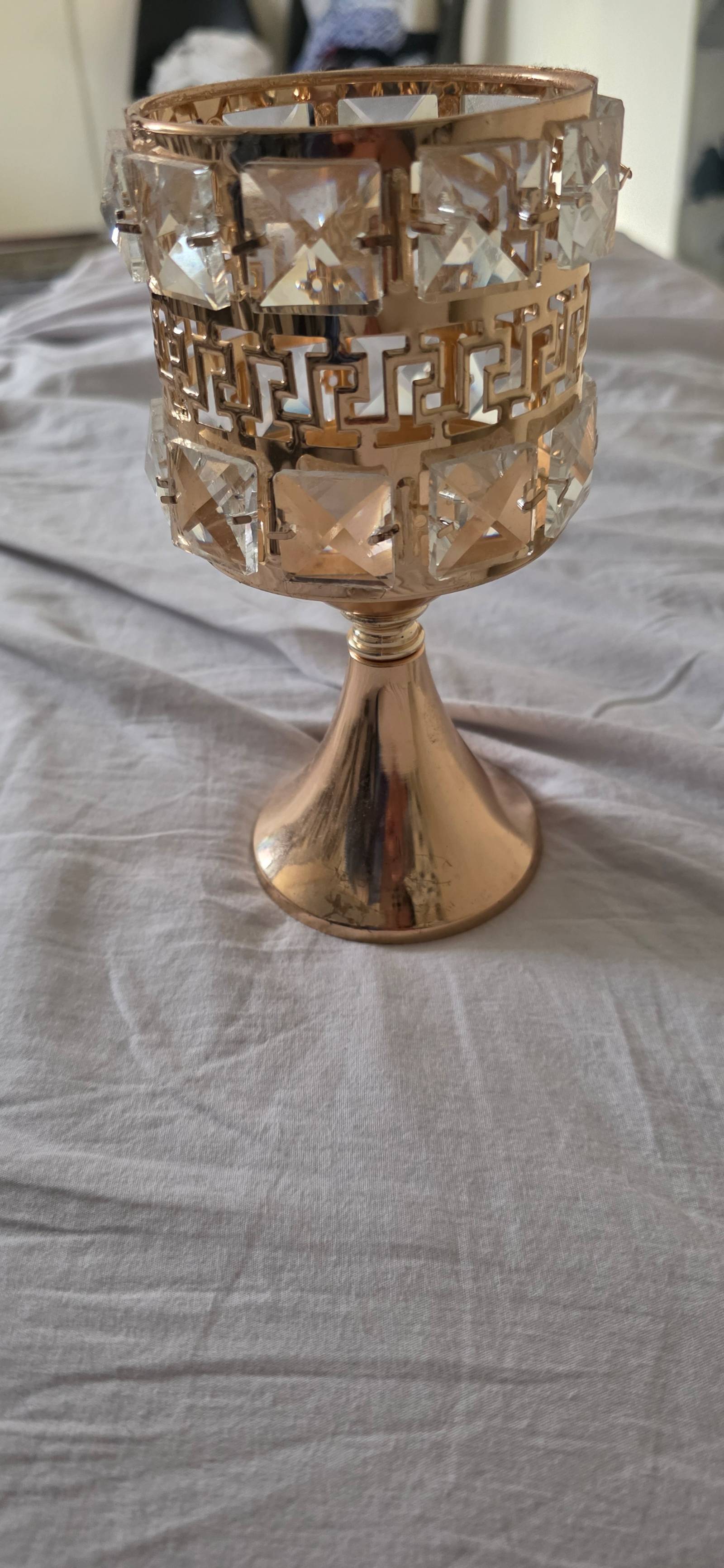 Gold Crystal Pedestal Candle Holder