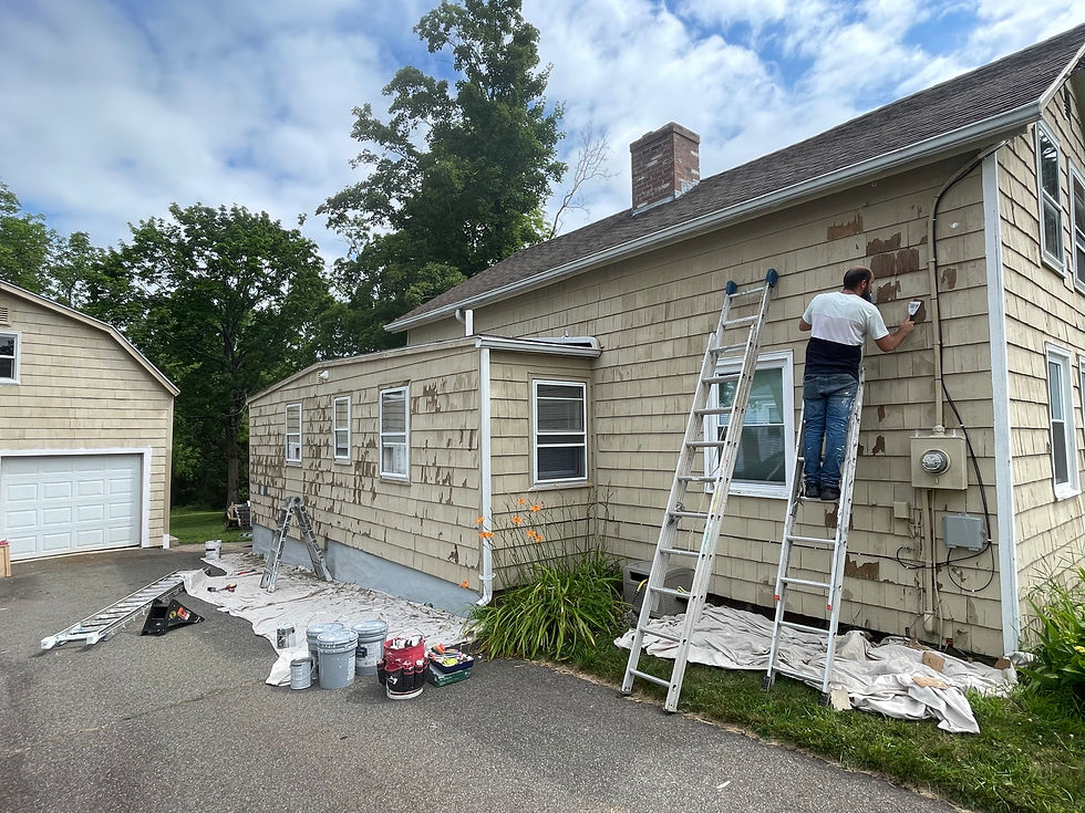 Here’s a real behind-the-scenes look at what quality prep work looks like: scraping every inch of failing paint to ensure your new paint lasts. Connecticut Painters United doesn’t skip the steps that matter.