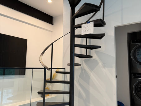 🖤 Sleek, Modern Finish: Black Metal Staircase Painted to Perfection