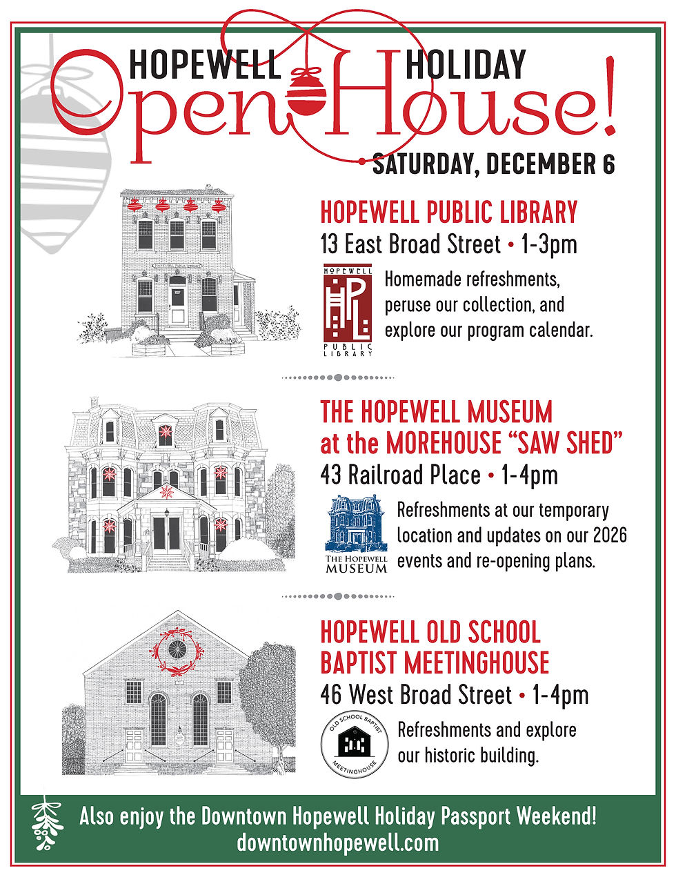 The holiday season starts Saturday December 6 in Hopewell Borough!