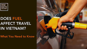 Fuel station in Vietnam with motorbikes refuelling, illustrating fuel impact on travel.