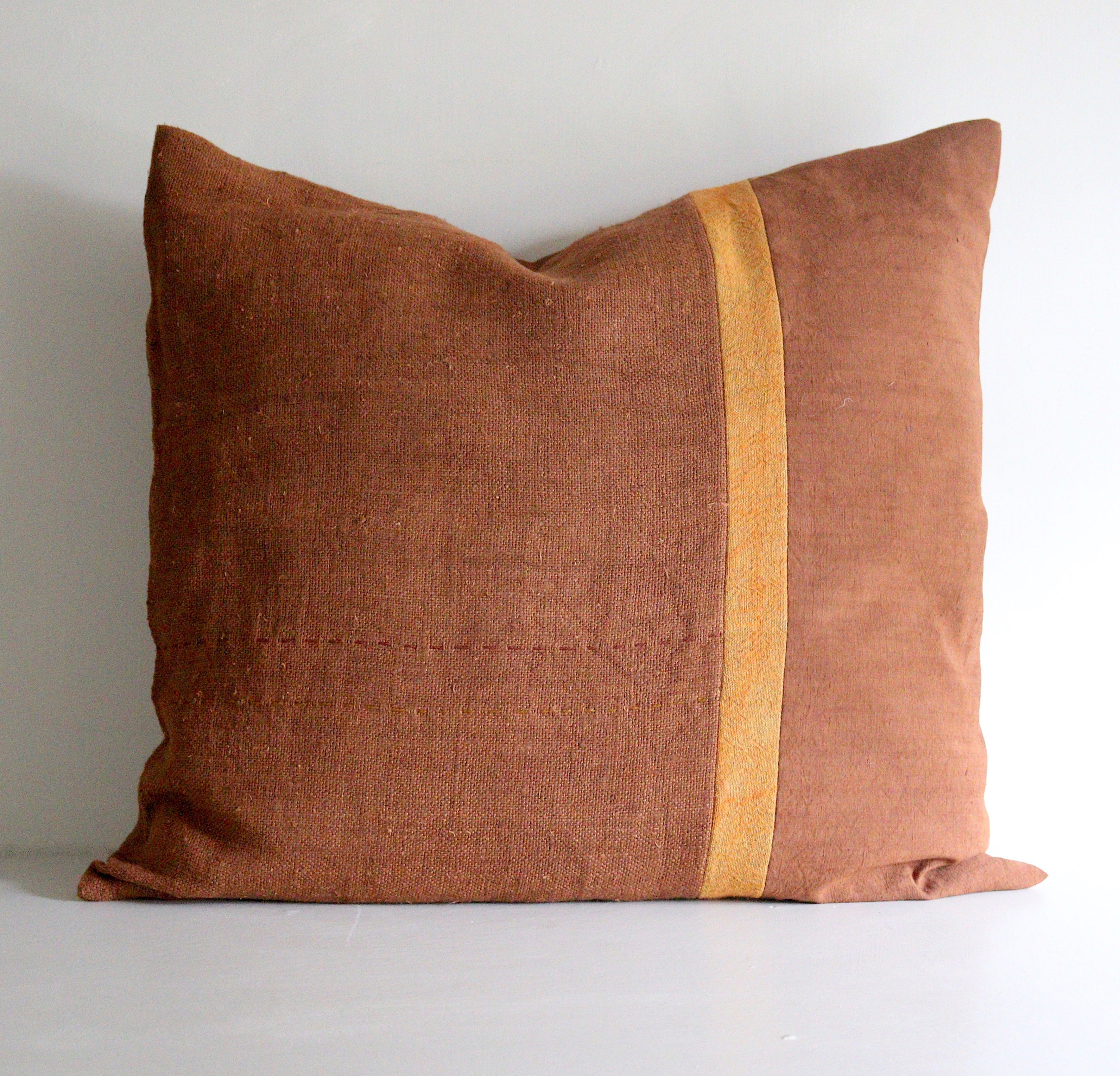 'Rufus' Cushion in Hand Dyed, Vintage Linen + Cotton