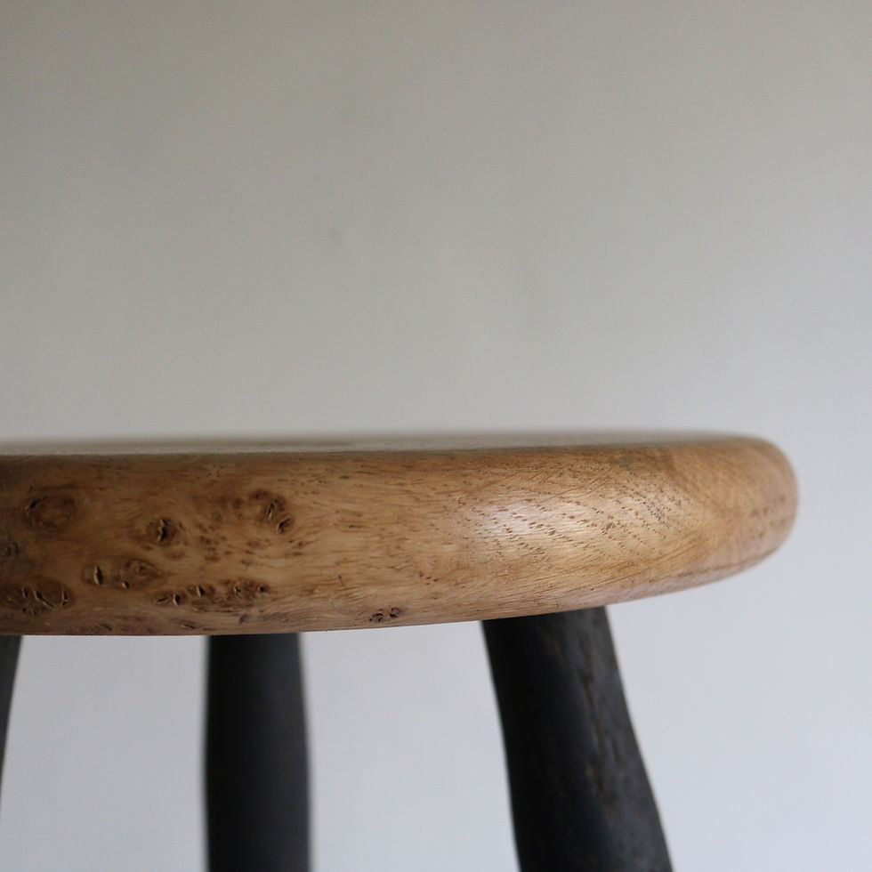 Thumbnail: Stool with Burr Oak Top and Blackened Legs
