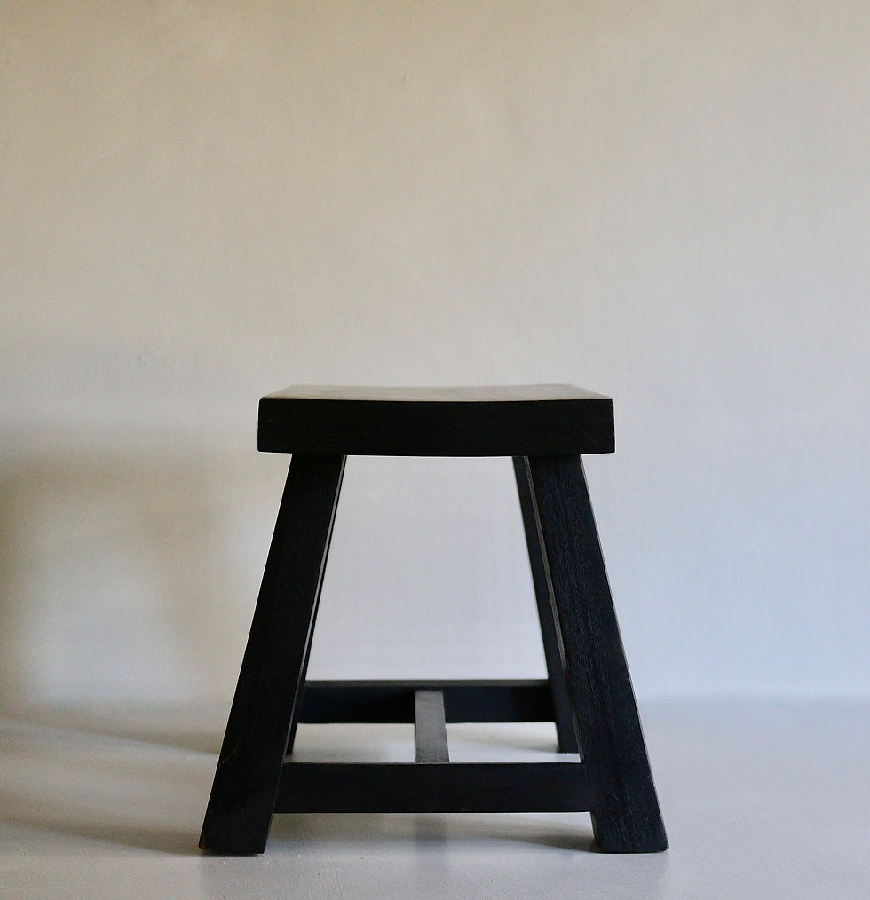 Thumbnail: 'Nikki' Small Stool in Black Linseed Wax Finish