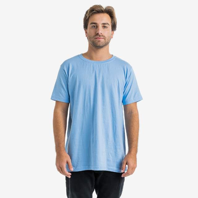 תמונה ממוזערת: FRONT LIGHT BLUE COTTON T-SHIRT ON MALE MODEL