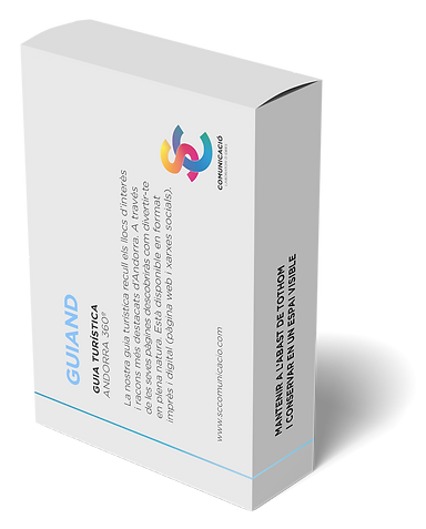 Caja con los servicios de Guiand, la guía turística de Andorra creada por la agencia de comunicación SC Comunicació, Andorra. Dentro de la caja se encuentra una guía turística digital, versátil y dinàmica. La guía muestra los lugares de interés y rincones más destacados de Andorra. Dentro de las secciones de GUIAND encontrarás fotografías, establecimientos, hoteles, paisajes de ensueño, actividades, zonas comerciales... Y infinidad de propuestas para hacer tu estancia en el Principado aún más única.