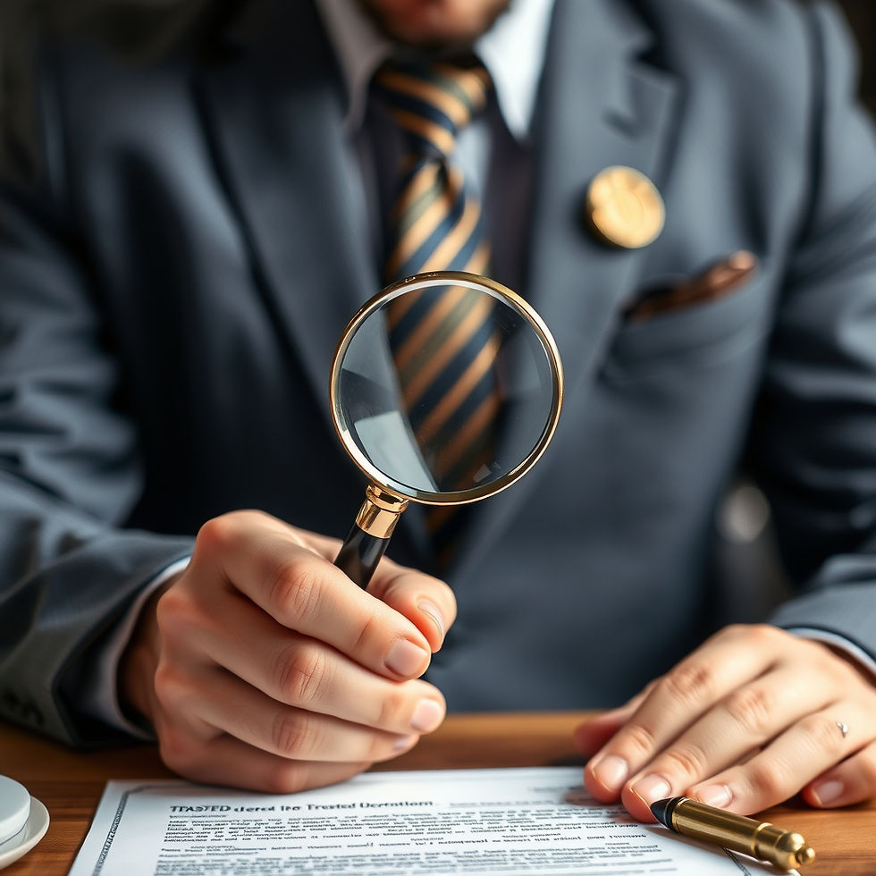 Trusted Notary holding magnifying glass