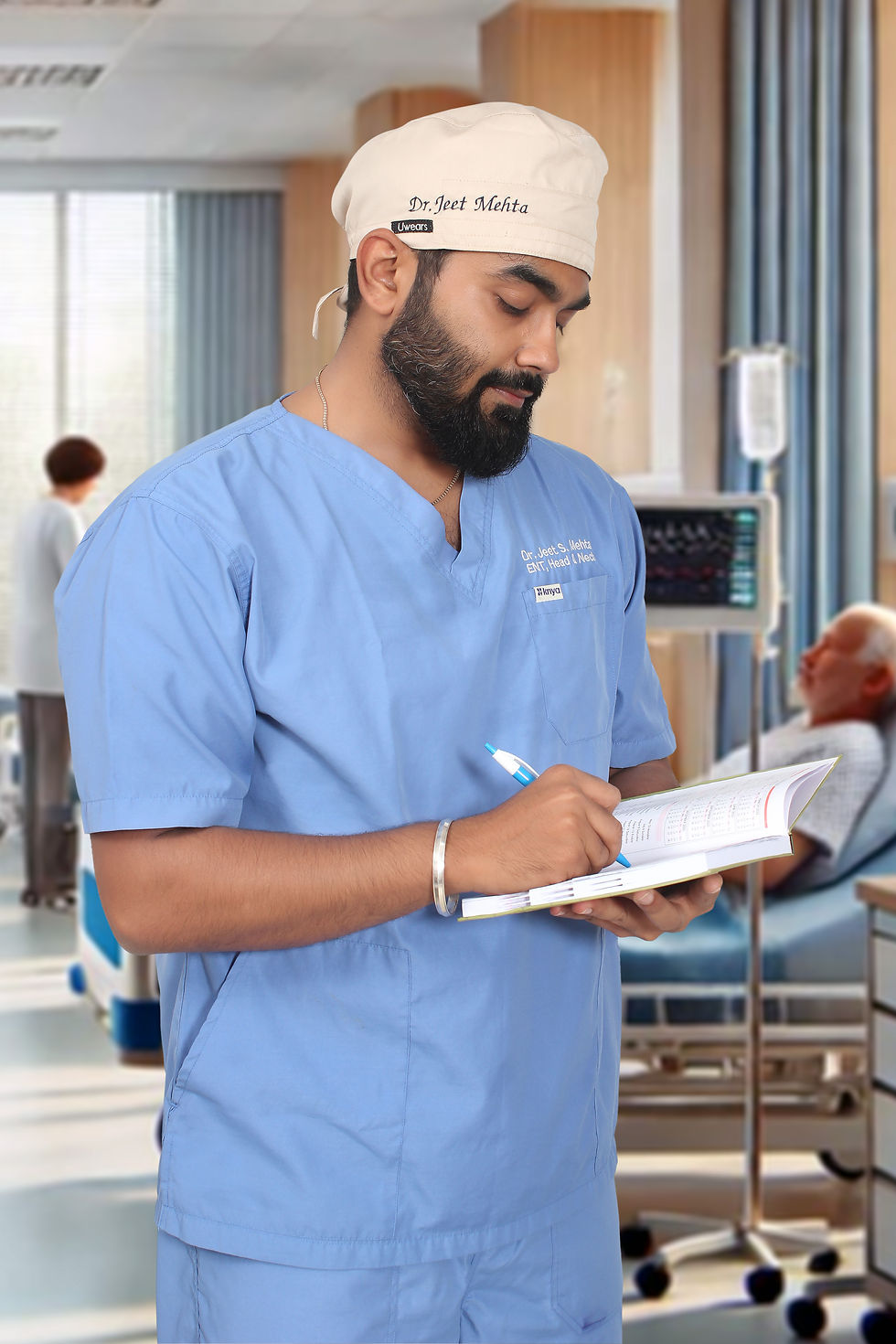 Close-up view of Dr. Jeet consulting with a patient in a modern clinic