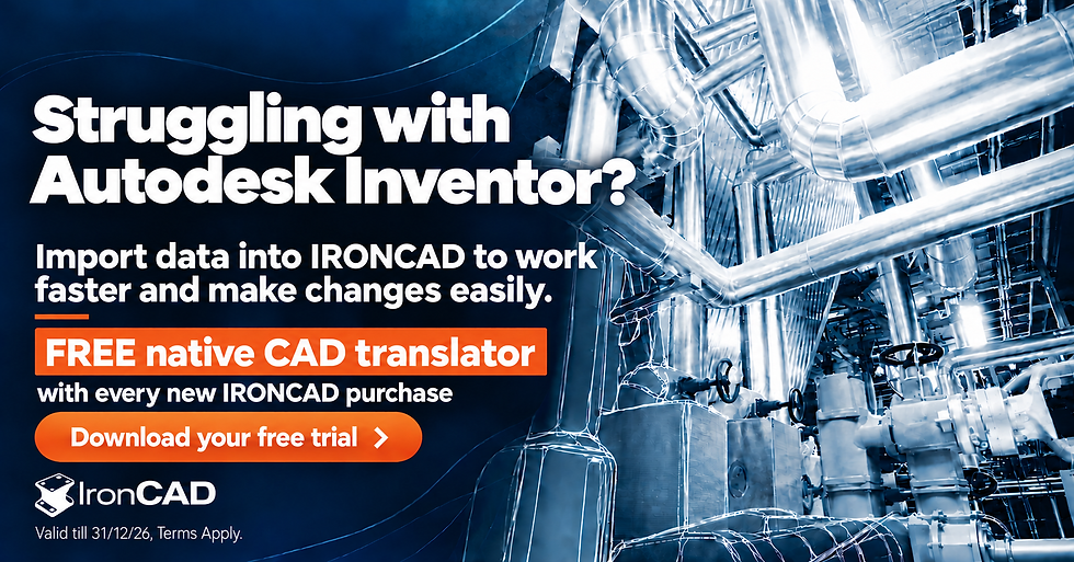 Import Autodesk Inventor files into IronCAD. Free native CAD translator with a new IronCAD purchase and Armor Advantage support, until 31 December 2026.