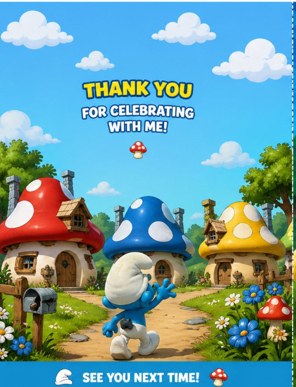 Thumbnail: smurfs happy birthday card back