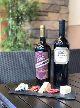 Wine and Cheese on patio table
