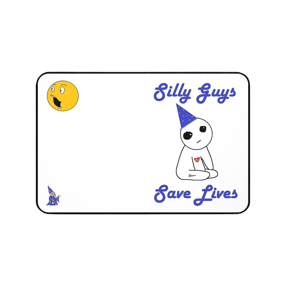 Thumbnail: Silly Desk Mat — Funny wizard, lil guy, and emoji 