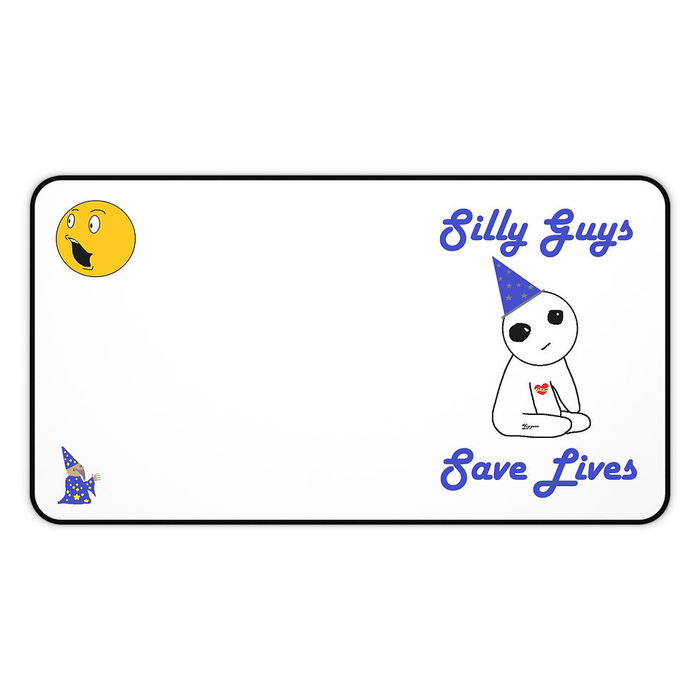 Thumbnail: Silly Desk Mat — Funny wizard, lil guy, and emoji 