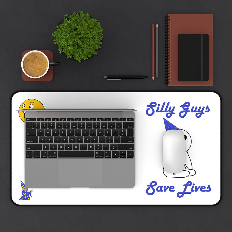 Thumbnail: Silly Desk Mat — Funny wizard, lil guy, and emoji 