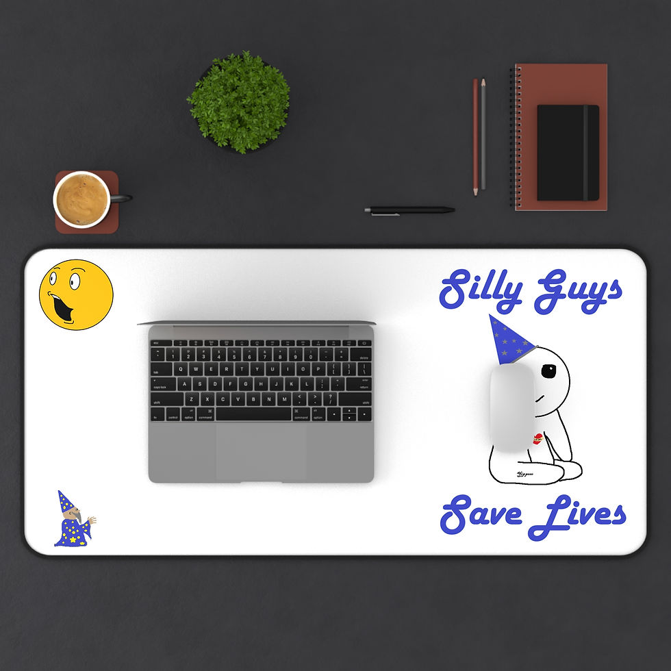 Thumbnail: Silly Desk Mat — Funny wizard, lil guy, and emoji 