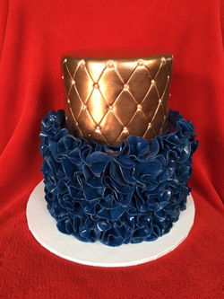 Rose Gold with Navy Ruffles