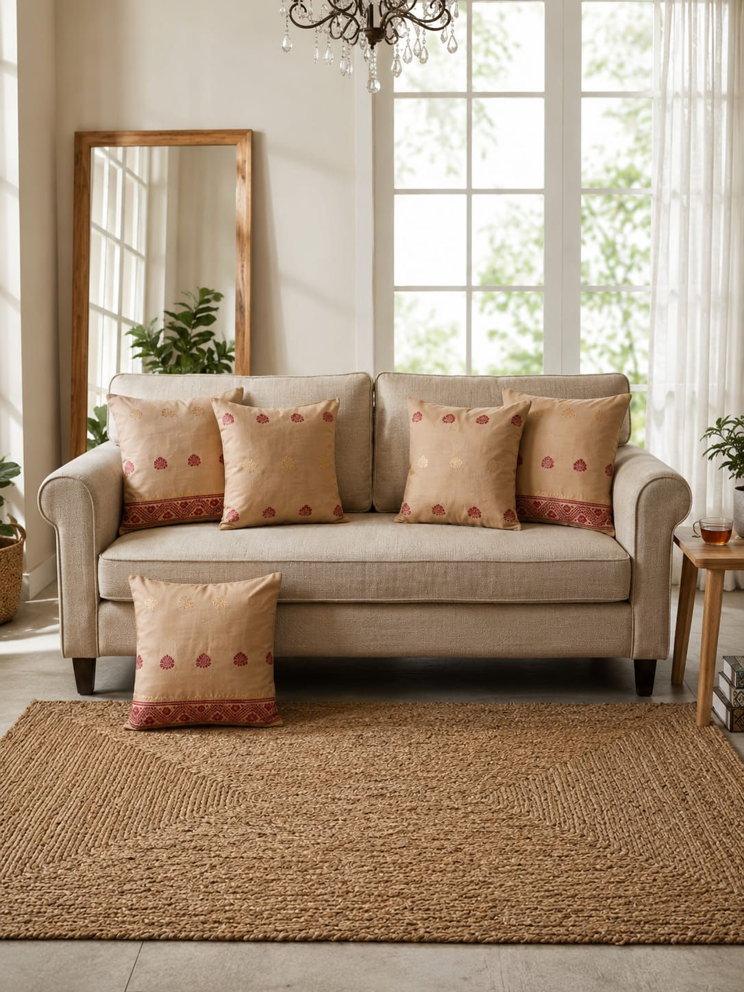 Gos Buta Cushion Covers Set (Red & Golden)