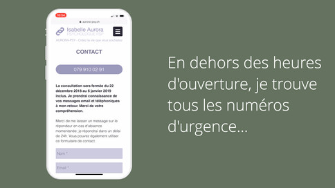 Page information d'urgence