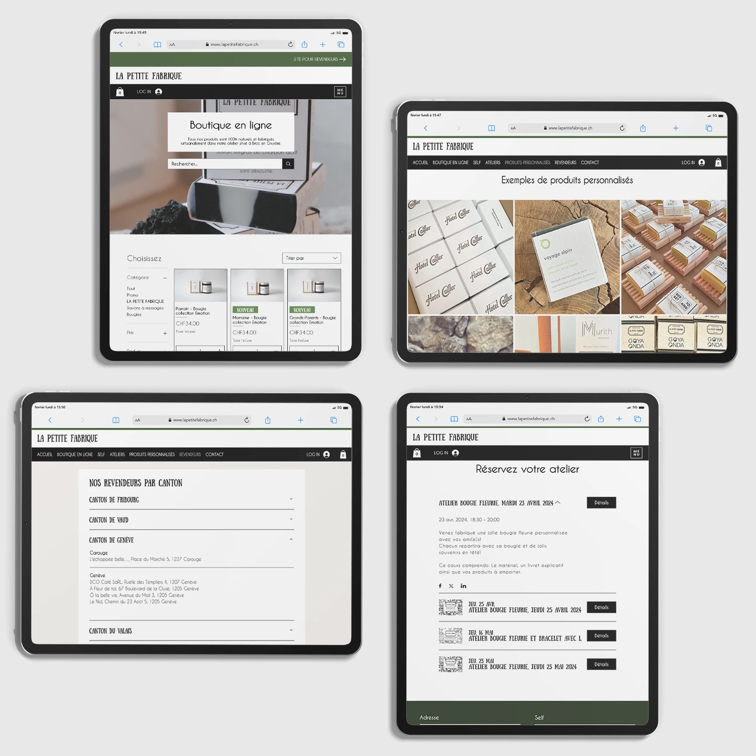 Services de La Petite Fabrique - Layout adapté aux tablettes