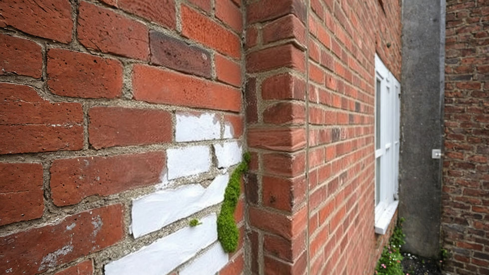 Old red-brick exterior wall showing visible signs of rising damp