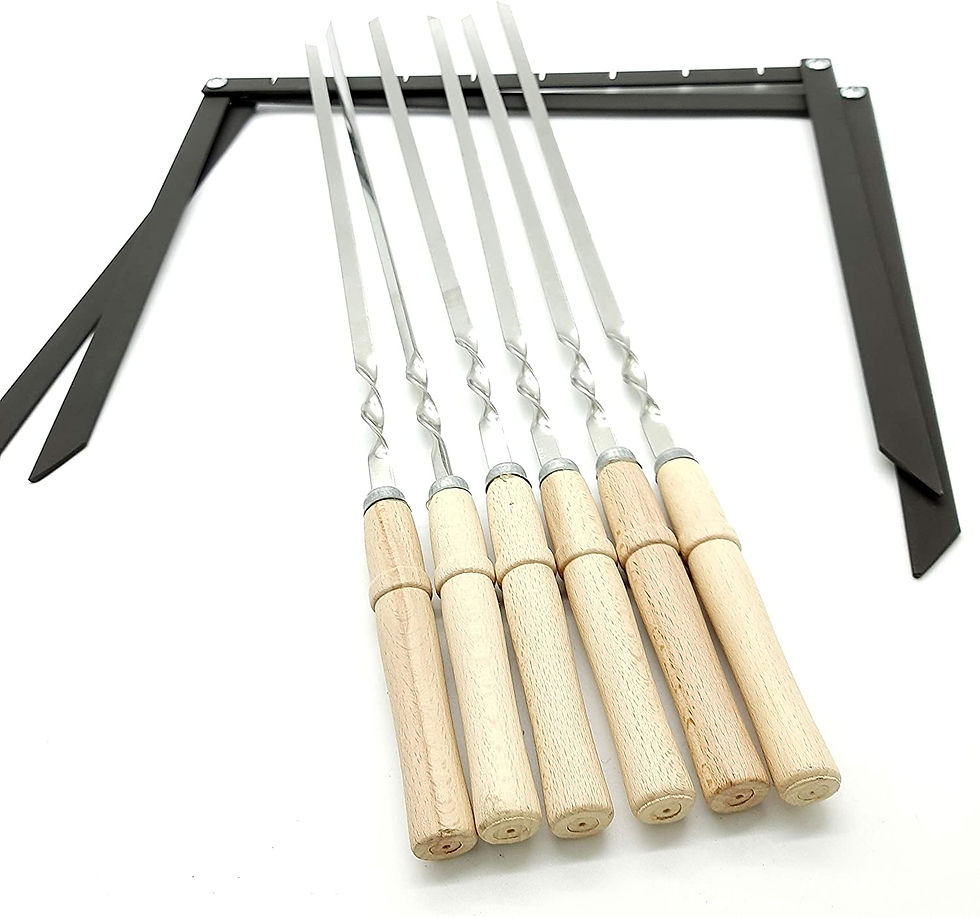 Thumbnail: 8 pcs set of shashlik shampur with a wooden handle in a case+folding brazier