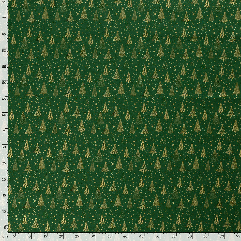 Miniature : Popeline de coton tissu imprimé et enduit Arbres de Noël vert